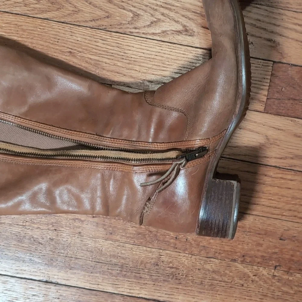 Timberland Savin Hill Riding Boots Women's 9.5M Brown Leather Zip Knee High